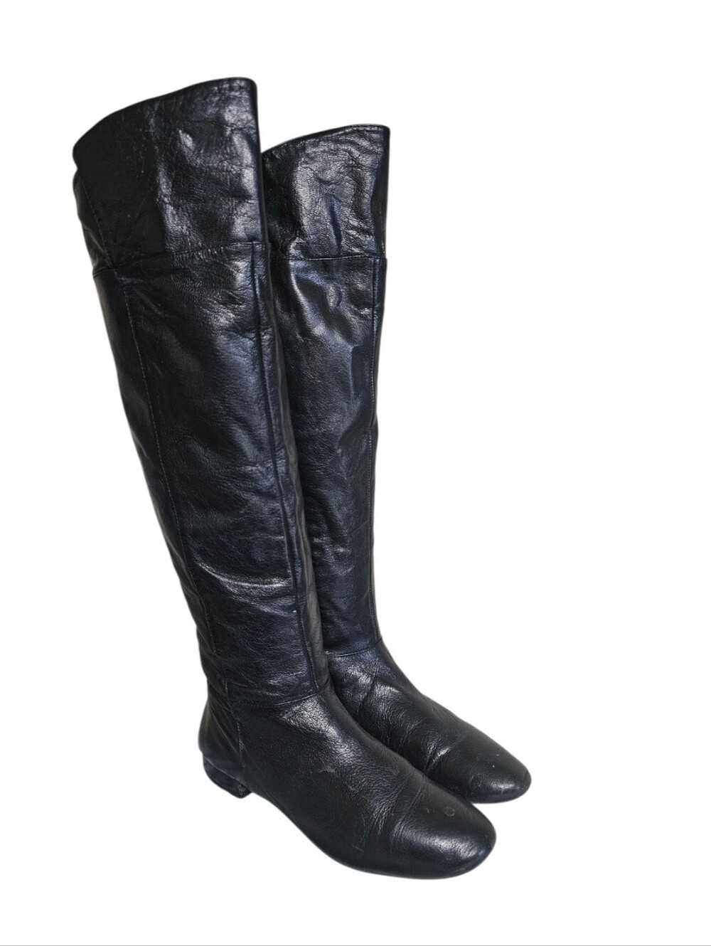 Nine West Pattycake Brown Leather Zip Knee High Comfort Boots Womens Size 6.5 M
